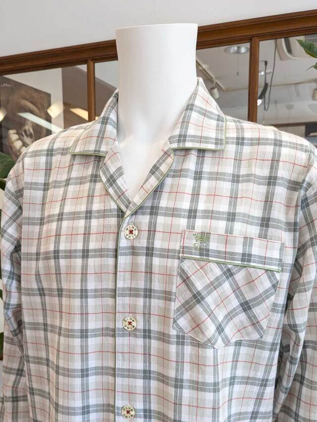 【Mens】綿/麻シーチングワッシャー加工 チェック柄