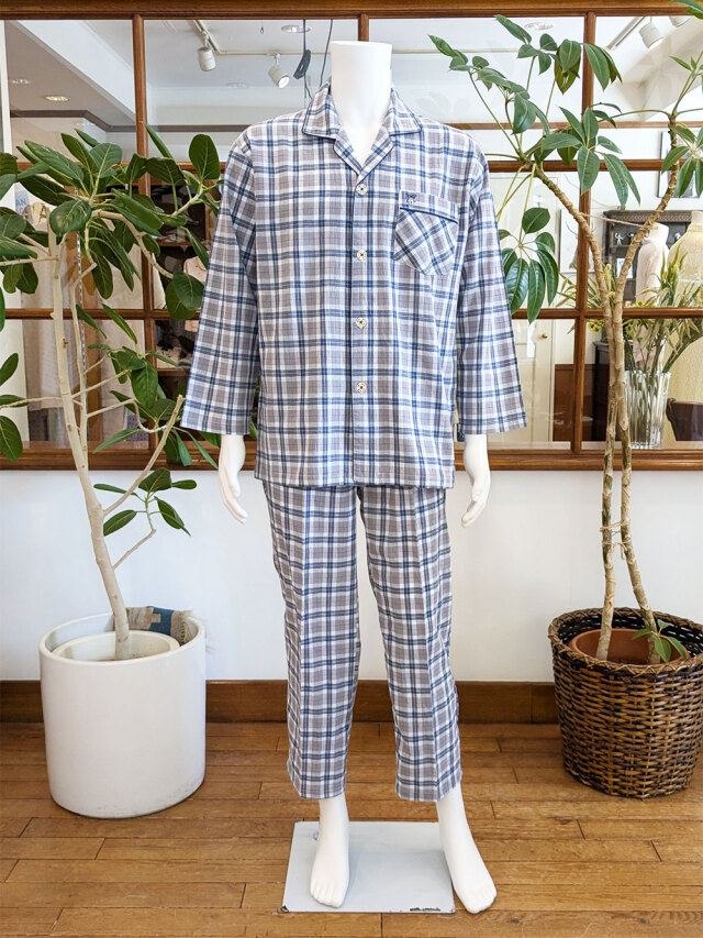 【Mens】綿/麻シーチングワッシャー加工 チェック柄