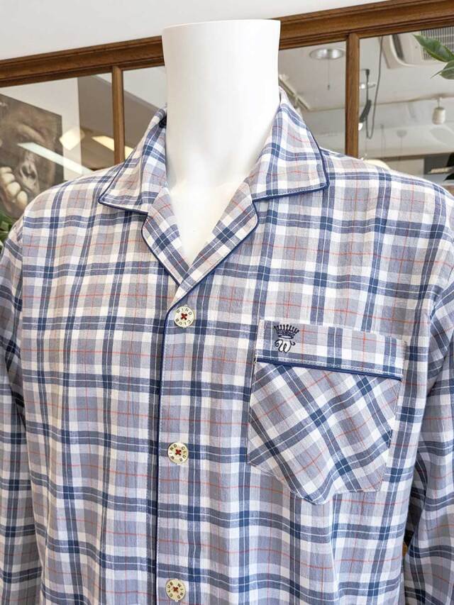 【Mens】綿/麻シーチングワッシャー加工 チェック柄