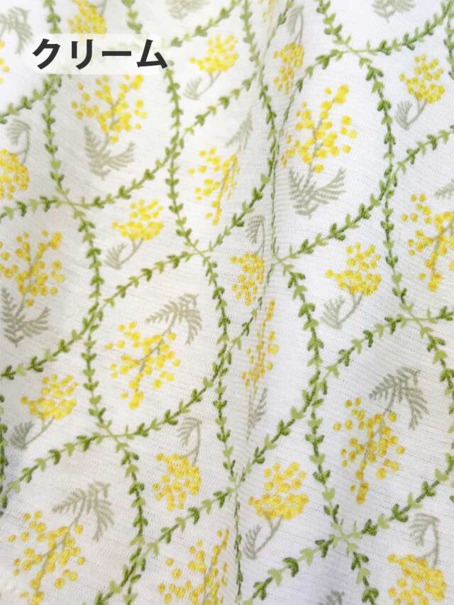【Ladies】SZ天竺 ミモザ柄(七分袖、八分パンツ)