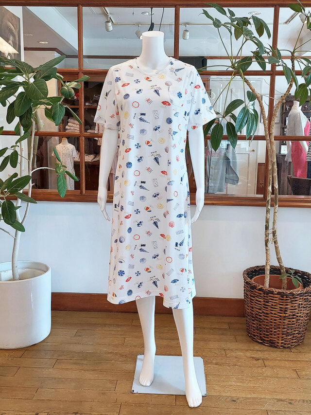 【Ladies】SZ天竺 パラソル柄 ワンピース