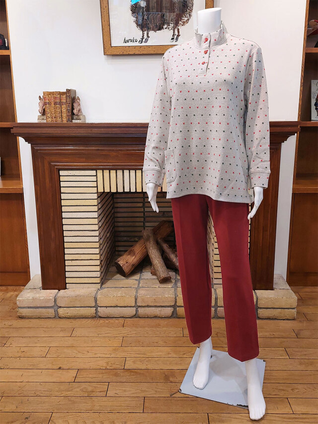 【Ladies】ジャガード星柄×スムース無地