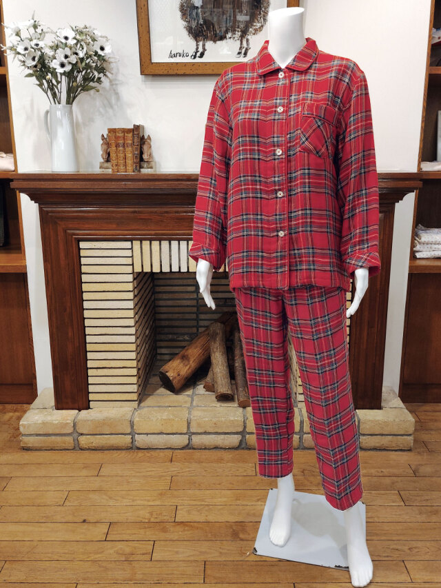 【Ladies】トリプルガーゼ両面起毛タータンチェック柄