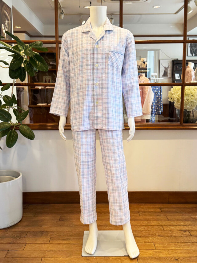 【Mens】ガーゼサッカー　チェック柄（S～LL）