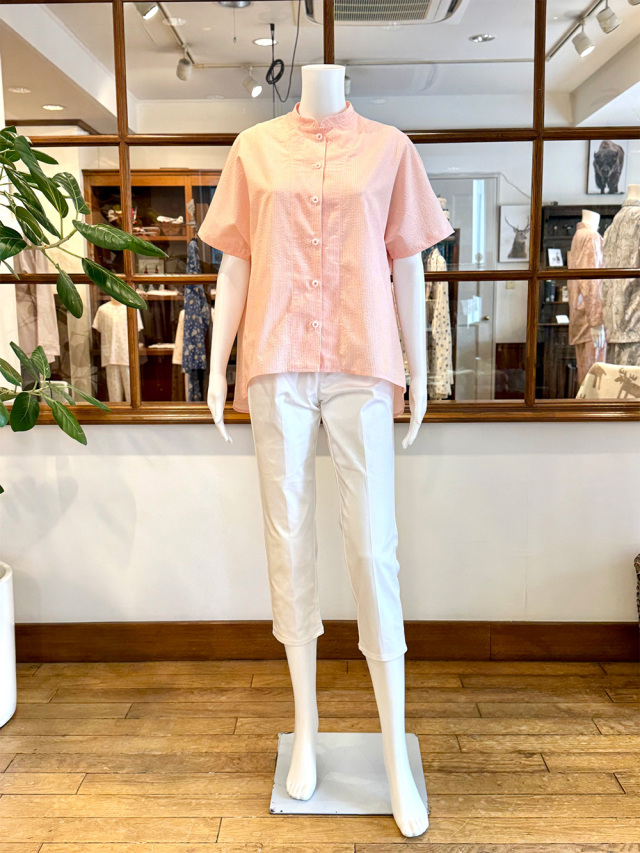 【Ladies】ワッフルブロードストライプ　トップス