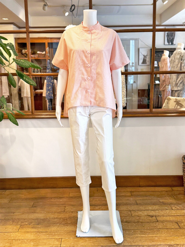 【Ladies】ワッフルブロードストライプ　トップス