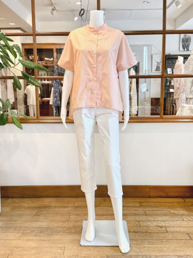 【Ladies】ワッフルブロードストライプ　トップス