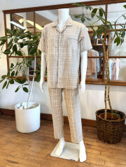 【Mens】ダブルガーゼチェック柄(半袖)