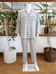 【Mens】綿/麻シーチングワッシャー加工　チェック柄