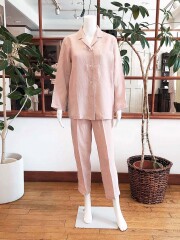 【Ladies】フレンチリネンキャンバスワッシャー無地　