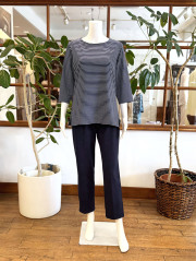 【Ladies】ベア天竺ボーダー×天竺無地（七分袖）