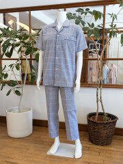 【Mens】<播州織>サッカーギンガムチェック柄(半袖)