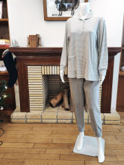 【Ladies】ウォームストレッチボーダー×裏毛裏起毛無地