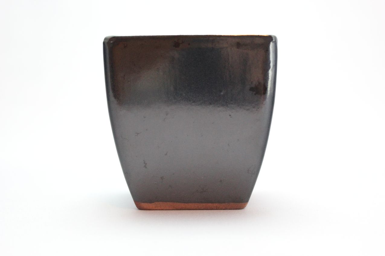 正方切立（深）,黒釉,3号,中国鉢,植木鉢