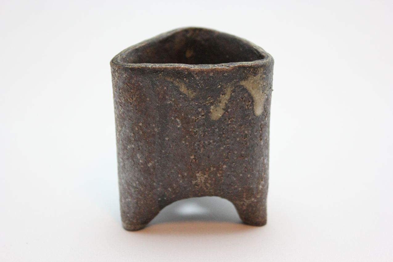 文五郎,黒金彩三角長,2号,信楽焼,植木鉢