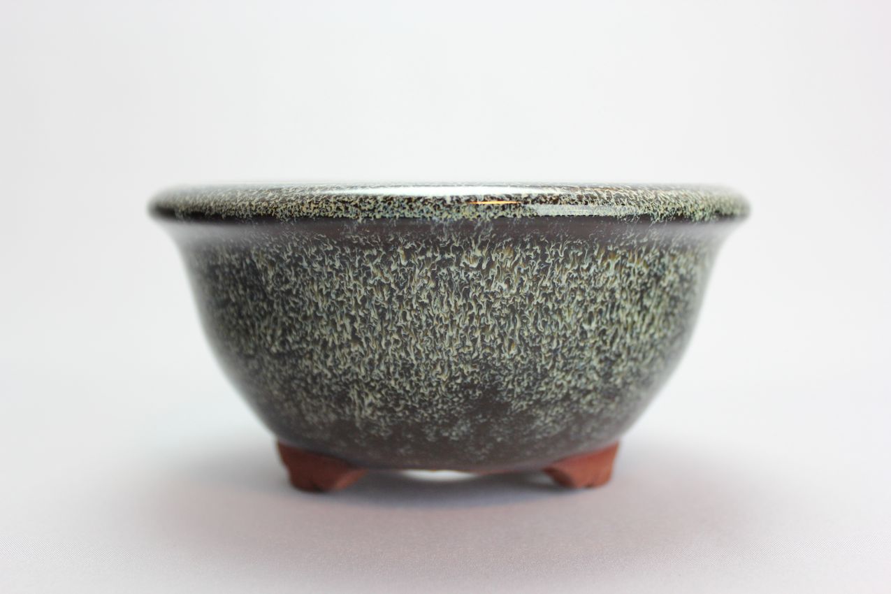 燿山生子丸深陣笠足付,4号,常滑焼,植木鉢,盆栽鉢