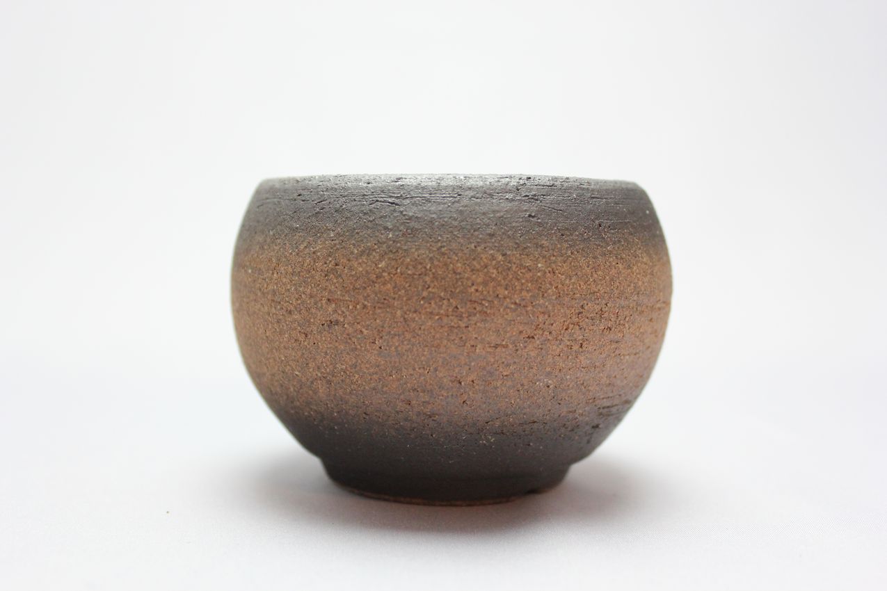 丸球鉢,黒吹,萬古焼,植木鉢,盆栽鉢