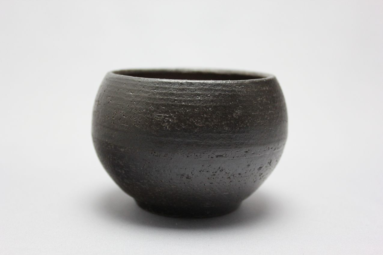 丸球鉢,墨釉,萬古焼,植木鉢,盆栽鉢