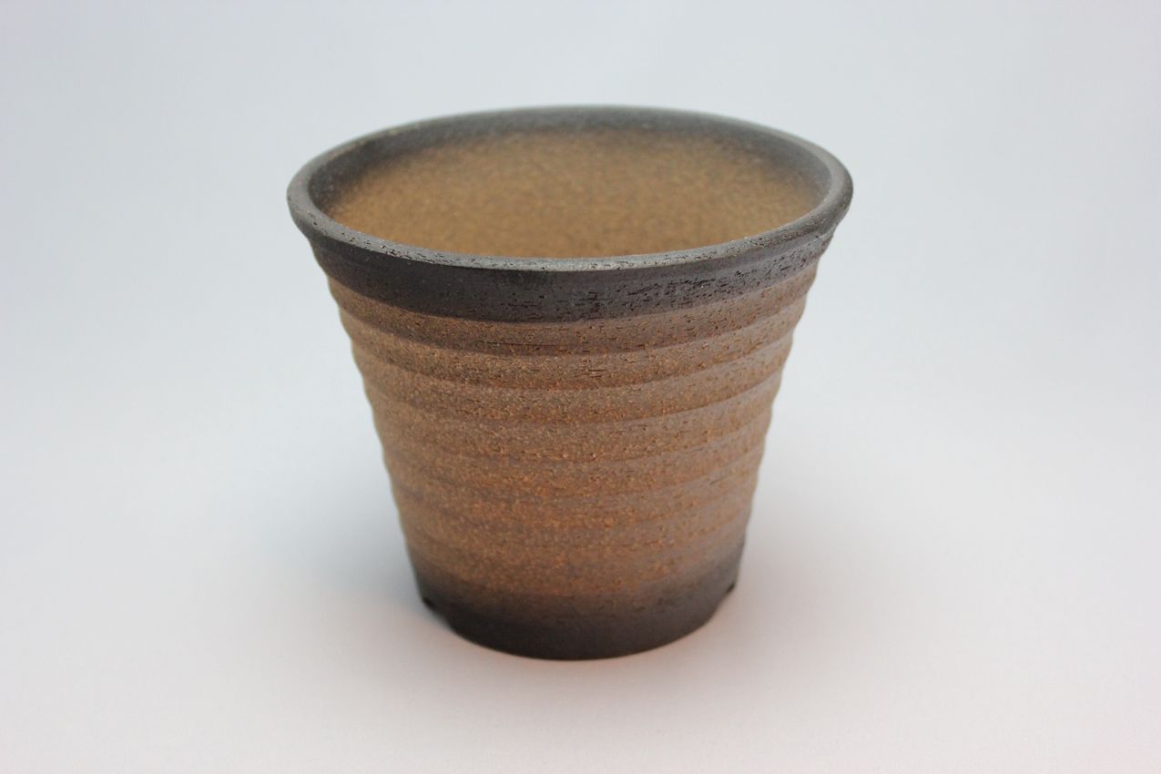 黒吹,ソリ型エビネ鉢,4号,萬古焼,植木鉢