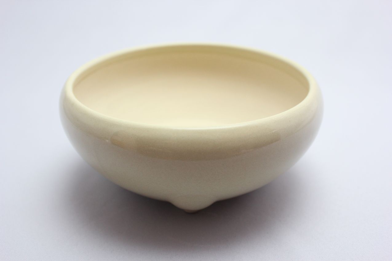 鉄鉢,クリーム,5号,萬古焼,植木鉢