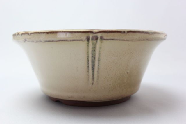 丸外縁立筋,クリーム,7号,中国鉢,植木鉢