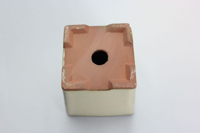 正方切立深クリーム,3号,中国鉢,植木鉢,盆栽鉢