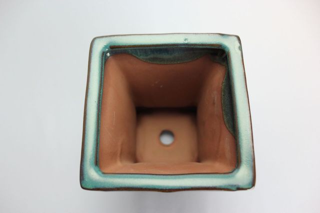 正方反型額入,織部,3.5号,中国鉢,植木鉢