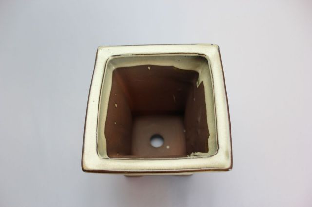 正方反型額入,クリーム,3.5号,中国鉢,植木鉢