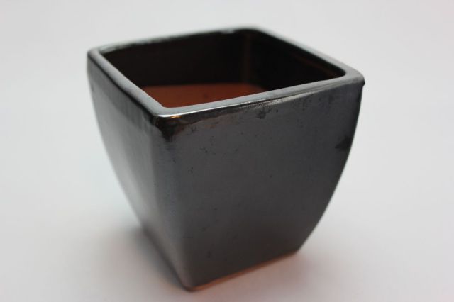 正方切立（深）,黒釉,3号,中国鉢,植木鉢