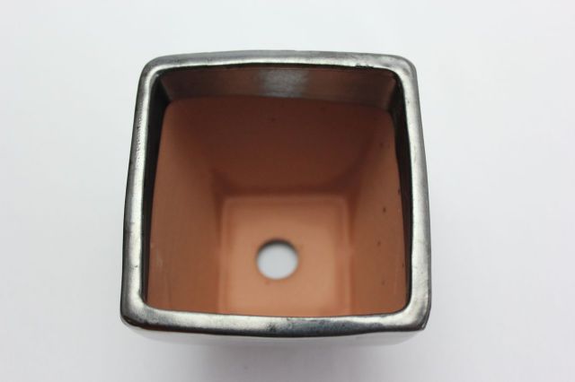 正方切立（深）,黒釉,3号,中国鉢,植木鉢