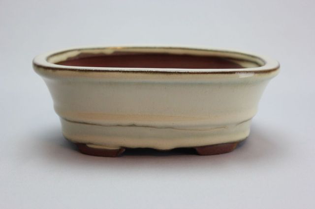 楕円外縁中下帯,クリーム,5号,中国鉢,植木鉢