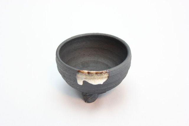 いぶし白釉掛鉄鉢,3号,信楽焼,植木鉢,盆栽鉢