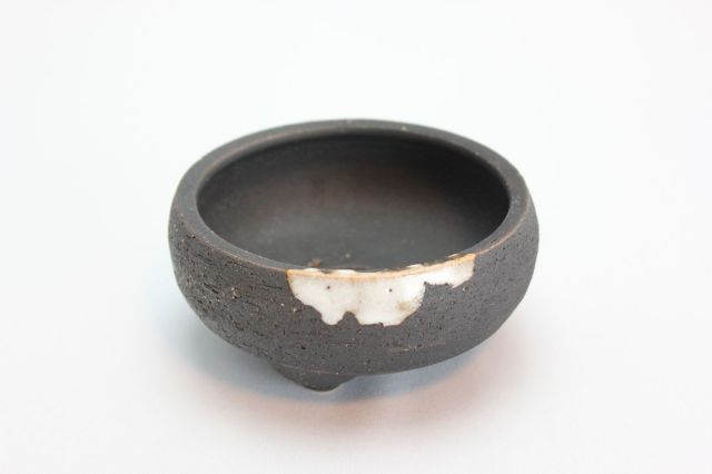 いぶし白釉掛鉄鉢,4号,信楽焼,植木鉢,盆栽鉢