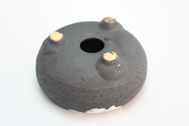 いぶし白釉掛鉄鉢,4号,信楽焼,植木鉢,盆栽鉢