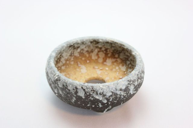綿カベ白雪鉄鉢丸,4号,信楽焼,植木鉢,盆栽鉢