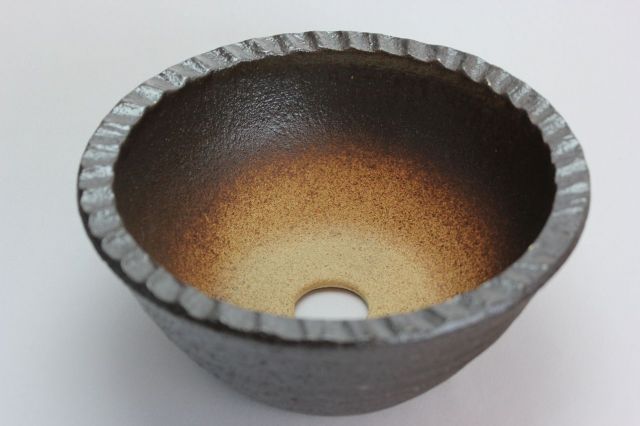 コゲ千段寄植鉢,7号,信楽焼,植木鉢,盆栽鉢