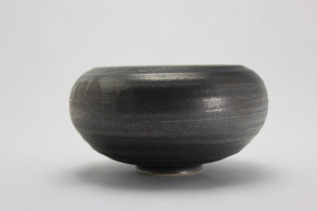 益造作,黒金彩こま型,4号,信楽焼,植木鉢
