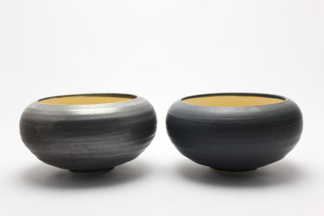 益造作,黒金彩こま型,4号,信楽焼,植木鉢