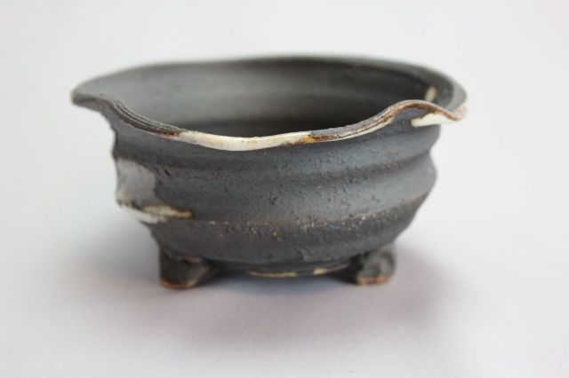 黒地白釉流,3号,信楽焼,植木鉢,盆栽鉢