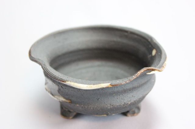 黒地白釉流,3号,信楽焼,植木鉢,盆栽鉢