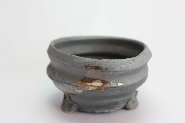黒地白釉流大深,3号,信楽焼,植木鉢,盆栽鉢