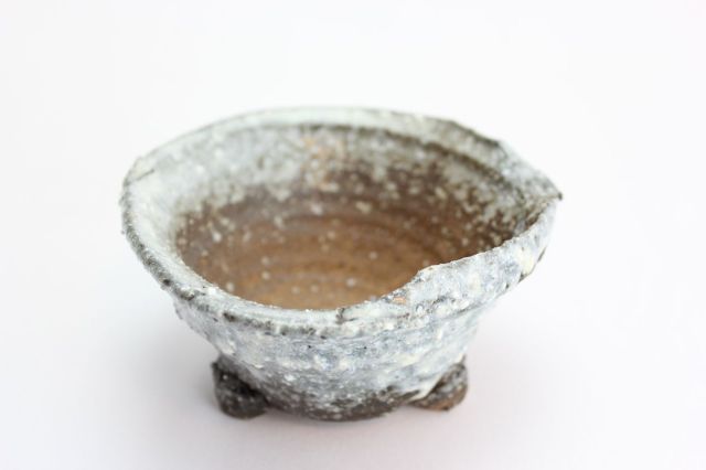 白釉手捻り,4号,信楽焼,植木鉢,盆栽鉢