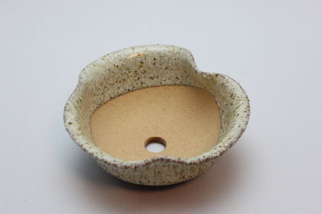 鉄砂三方曲げ,3.5号,信楽焼,植木鉢,盆栽鉢