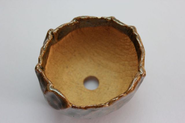 万作利休つぼみ型,3号,信楽焼,植木鉢,盆栽鉢