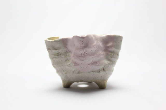 万作ピンク花形,4号,信楽焼,植木鉢,盆栽鉢