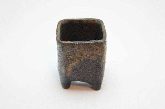文五郎,黒金彩正角長,2号,信楽焼,植木鉢