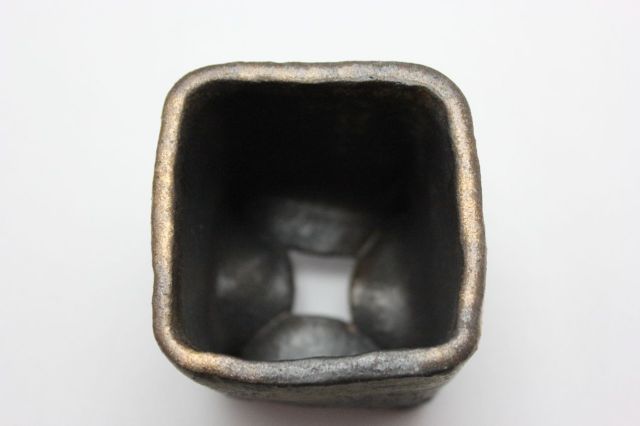 文五郎,黒金彩正角長,2号,信楽焼,植木鉢