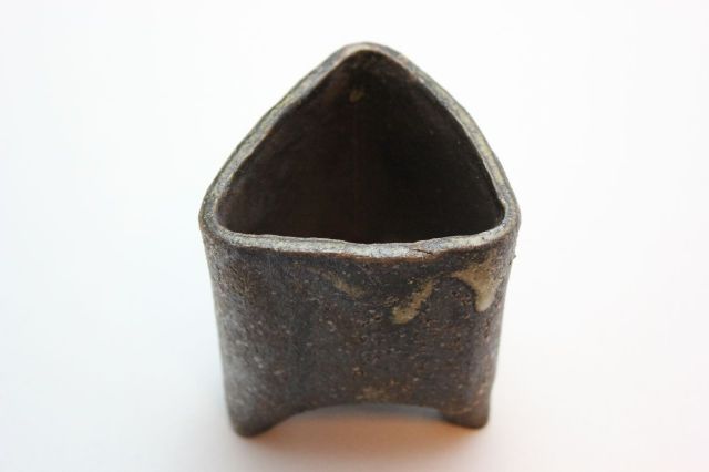 文五郎,黒金彩三角長,2号,信楽焼,植木鉢