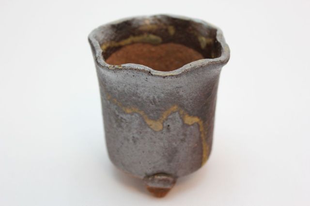 万作鉄イラボ花形,2号,信楽焼,植木鉢,盆栽鉢
