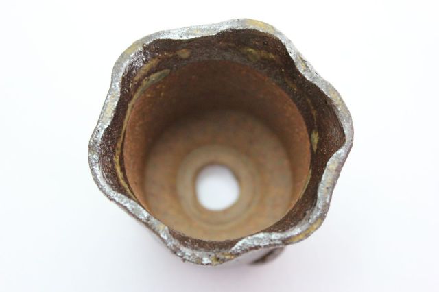 万作鉄イラボ花形,2号,信楽焼,植木鉢,盆栽鉢